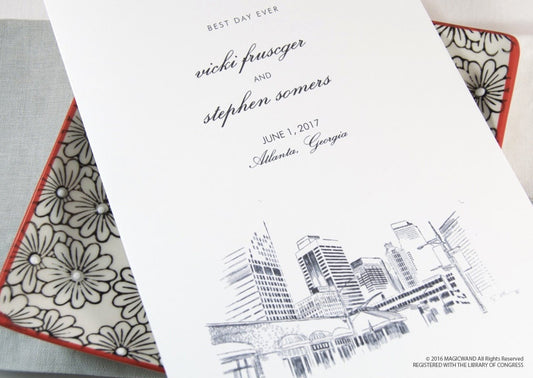 Atlanta Skyline Wedding Programs (set of 25 cards)