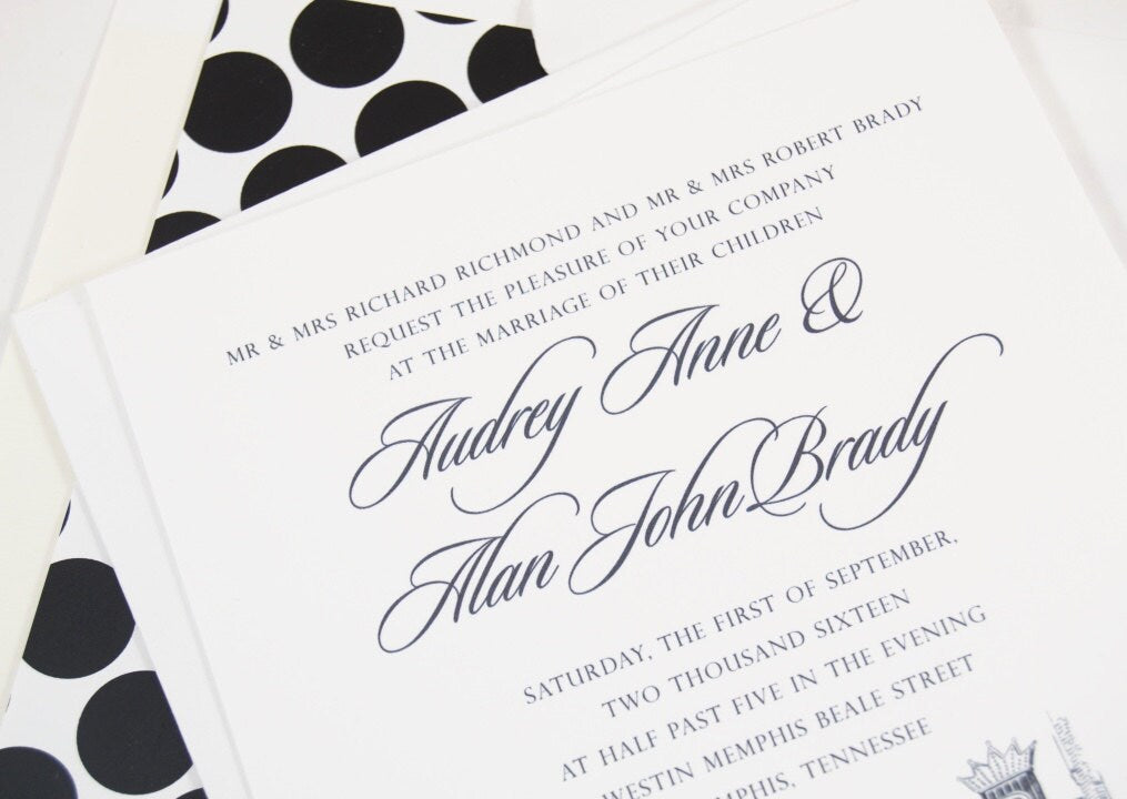 Beale Street, Memphis Skyline Wedding Invitation Package (Sold in Sets of 10 Invitations, RSVP Cards + Envelopes)