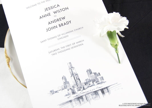 Chicago Skyline Wedding Programs (set of 25 cards)
