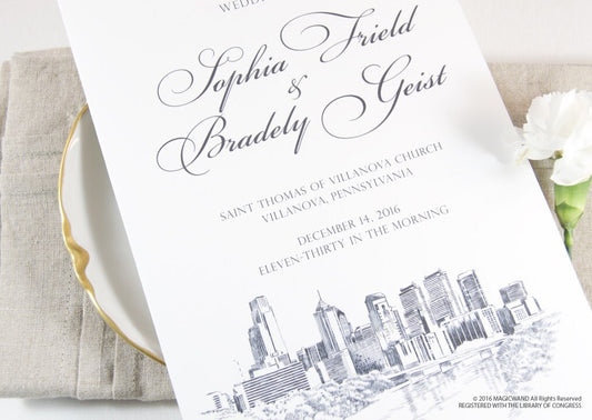 Philadelphia Skyline Wedding Programs (set of 25 cards)