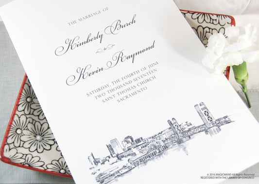 Sacramento Skyline Wedding Programs (set of 25 cards)