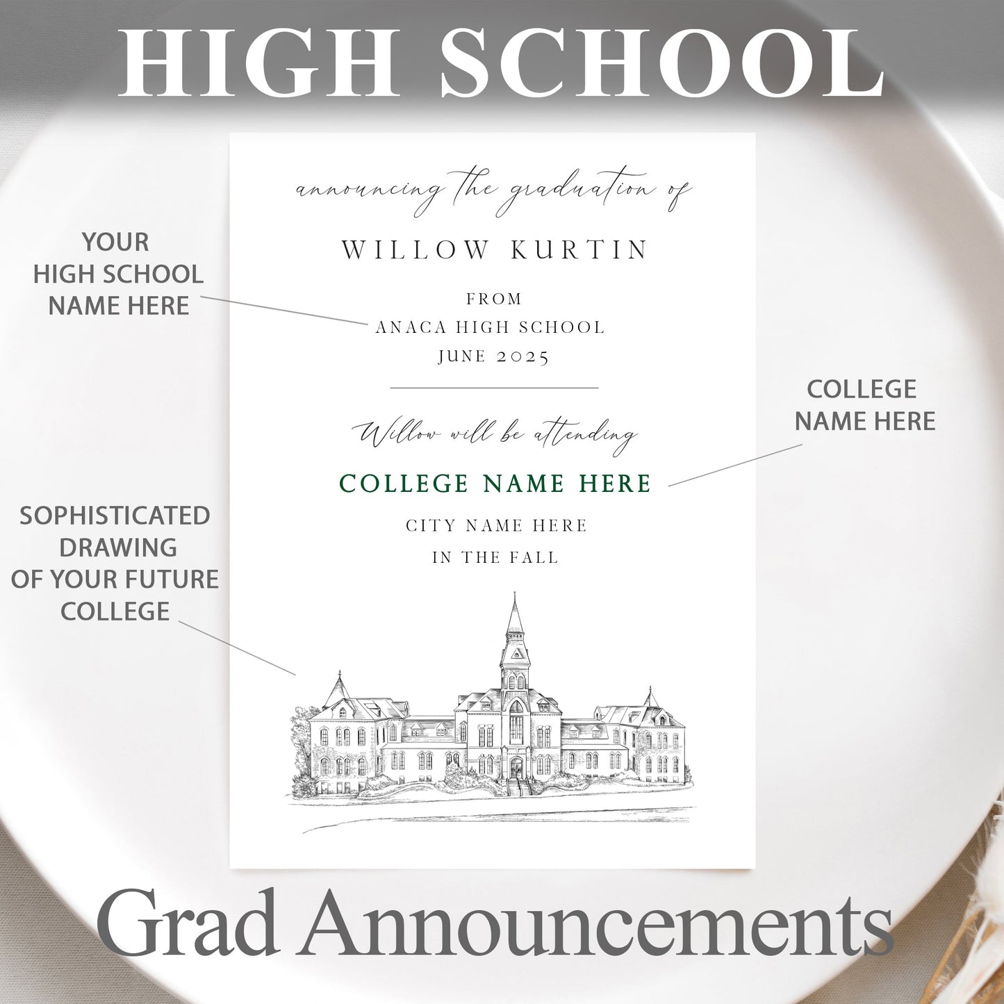 High School Graduation Announcements with College Bound University for Missouri Schools, mo, HS Grad