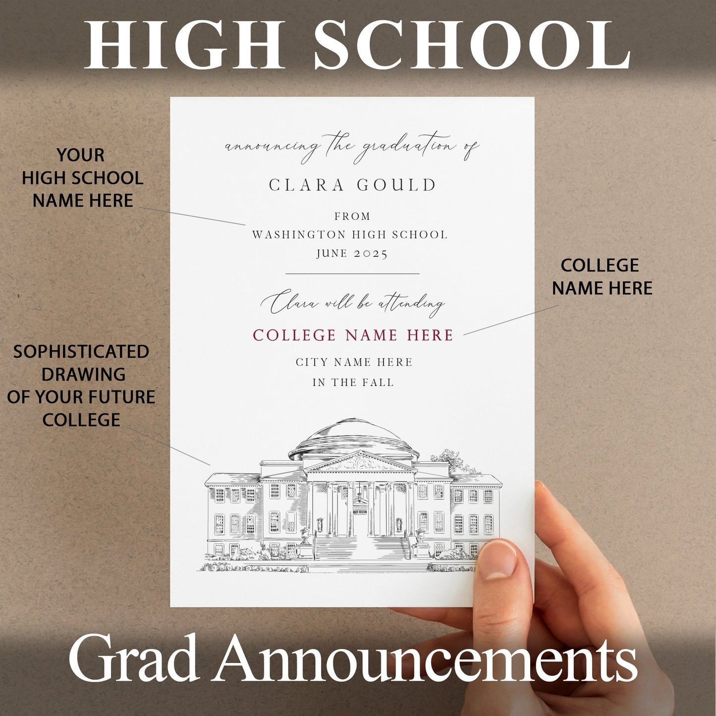 High School Graduation Announcements with College Bound University for Idaho Schools, id HS Grad