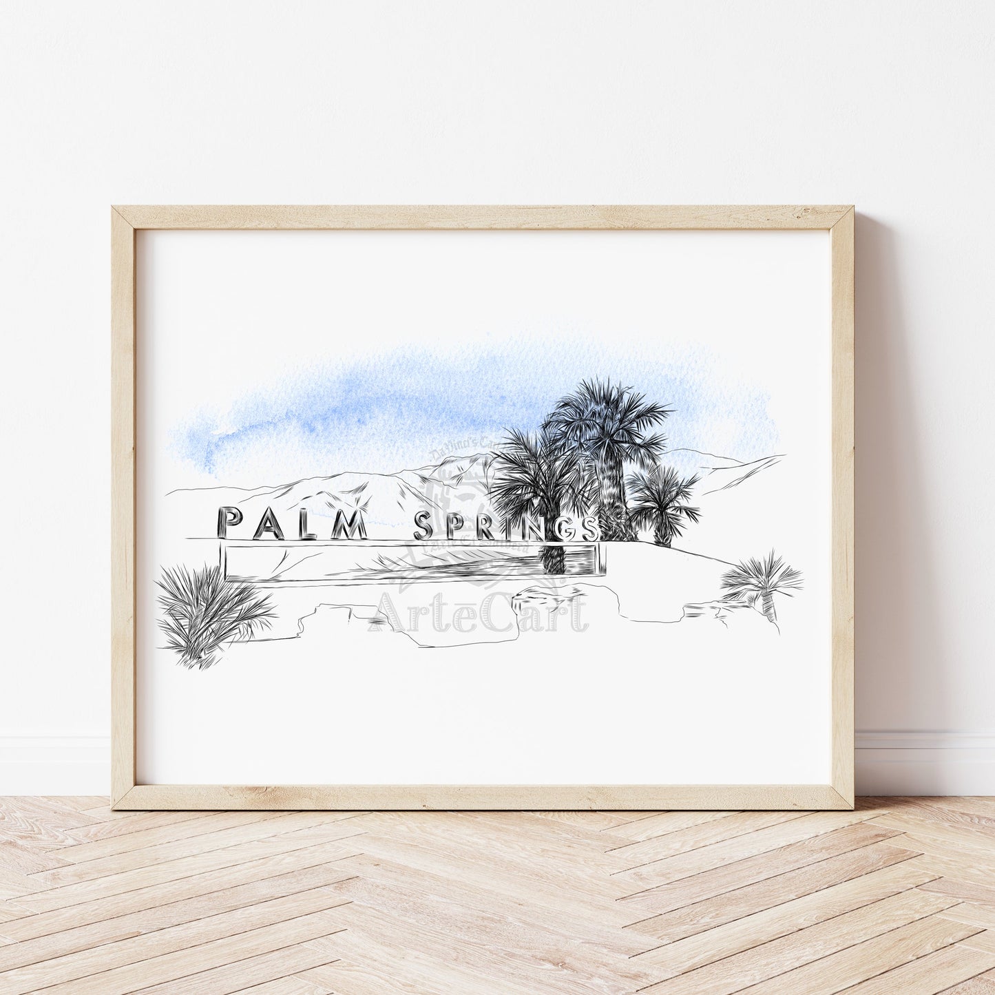 Palm Springs Sign, California Hand Drawn Fine Art Prints