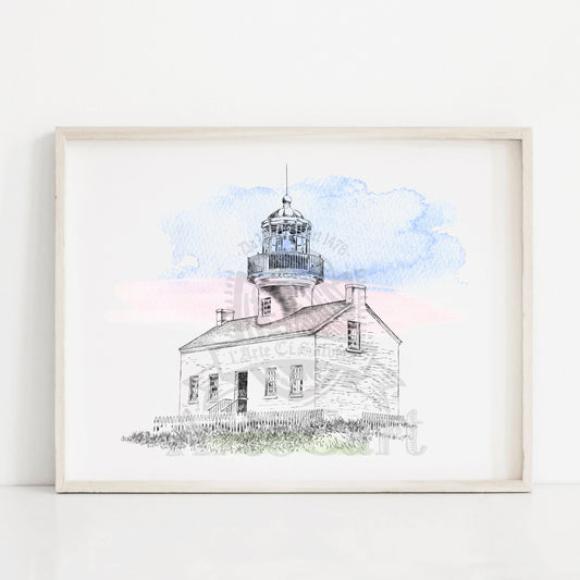 Point Loma Lighthouse, San Diego Hand Drawn Fine Art Prints