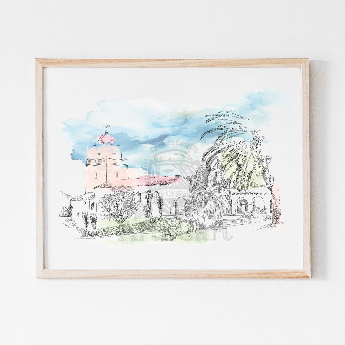 Presidio Park, View 2 San Diego, California Hand Drawn Fine Art Prints