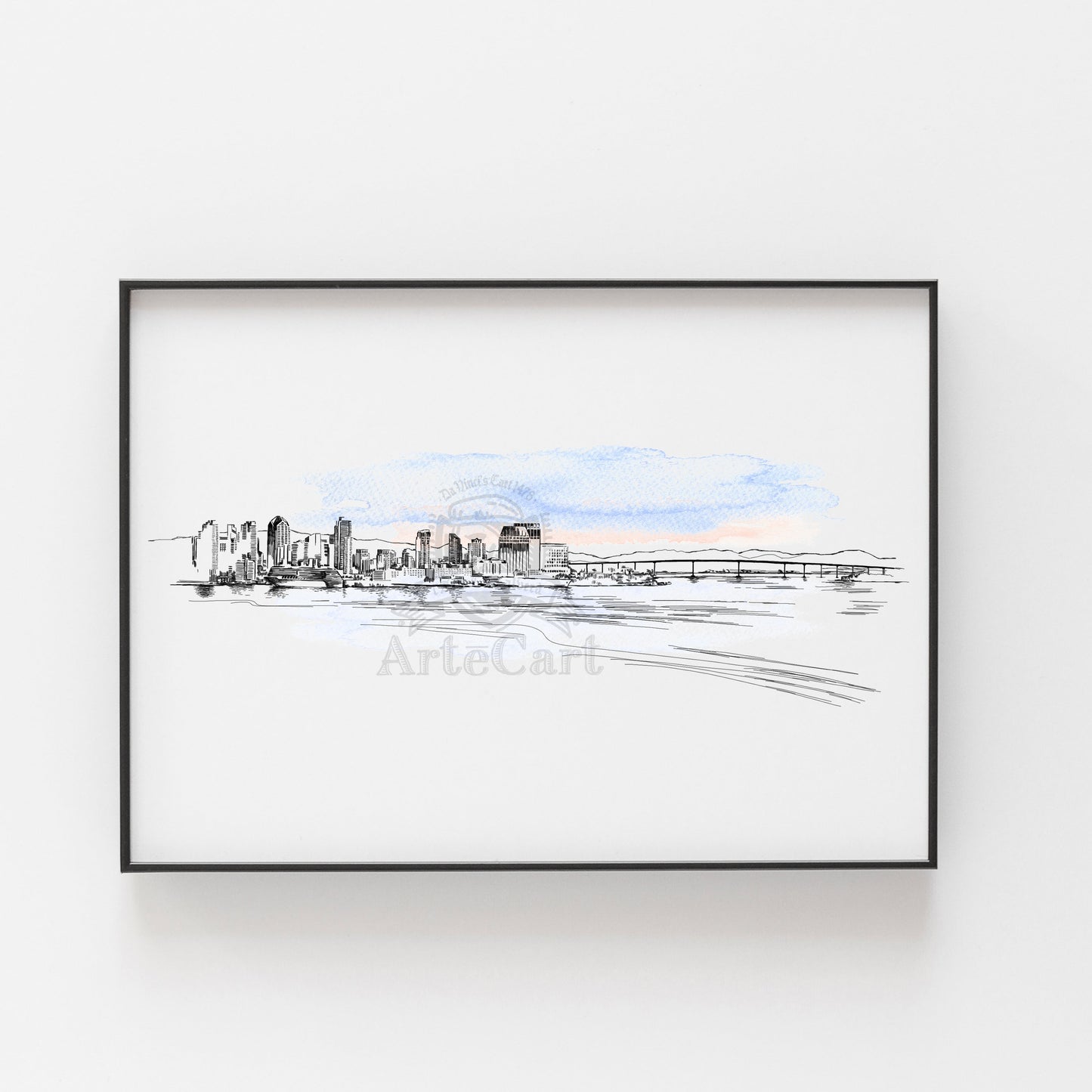 San Diego, California Skyline Hand Drawn Fine Art Prints