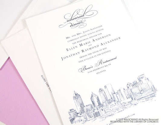 Atlanta Skyline Rehearsal Dinner Invitations (set of 25 cards)