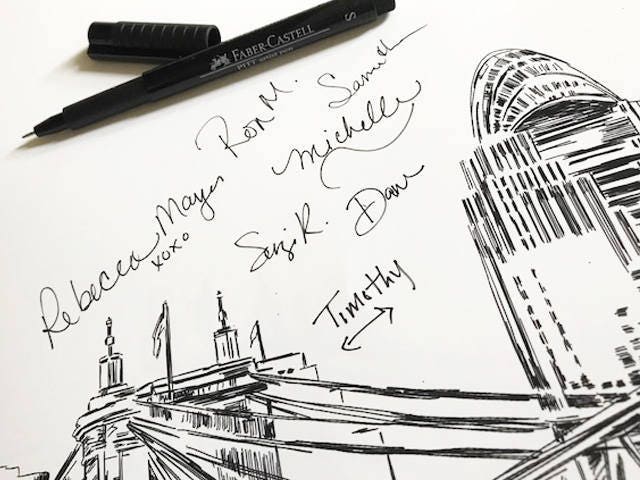 Baltimore Watercolor SkylineGuestbook Print, Guest Book, Bridal Shower, Maryland Wedding, Custom, Alternative Guest Book, Sign-in