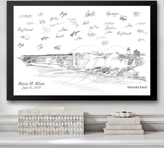 Niagara Falls Guestbook Print, Guest Book, Bridal Shower, New York, Wedding, Custom, Alternative Guest Book  (8 x 10 - 24 x 36) - Darlington Guestbooks