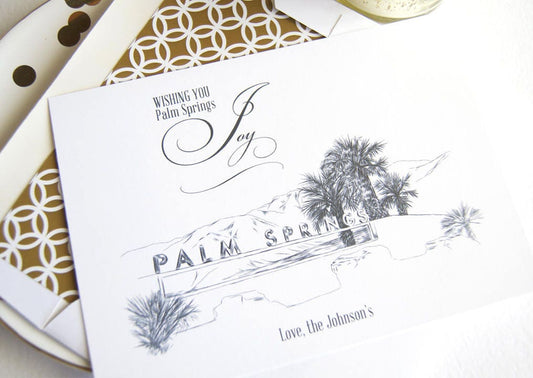 Palm Springs Skyline Christmas Cards, California, Holiday Cards, Xmas Cards, Holiday Party Invitations (Set of 25)