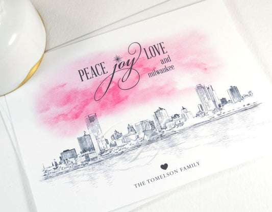 Milwaukee Skyline Christmas Cards, Minnesota, Holiday Cards, Xmas Cards, Holiday Party Invitations (Set of 25)