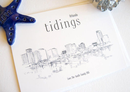 Orlando Skyline Christmas Cards, Florida, Holiday Cards, Xmas Cards, Holiday Party Invitations (Set of 25)