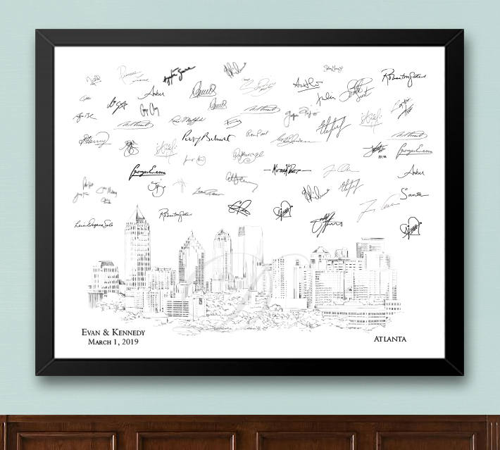 Atlanta Skyline Alternative Guest book Print, Guestbook, Bridal Shower, Atlanta Wedding, Custom, Alternative Guest Book, Sign-in - Darlington Guestbooks