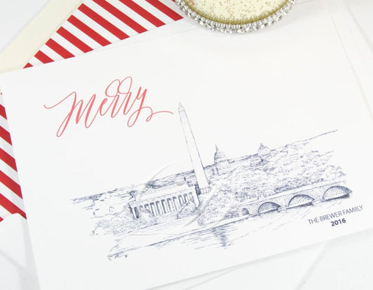 Washington DC Memorials Christmas Cards, Holiday Cards, Xmas Cards, Holiday Party Invitations (Set of 25)