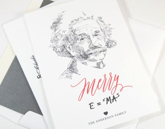 Einstein Christmas Cards, Funny Holiday Cards, Xmas Cards, Holiday Party Invitations (Set of 25)