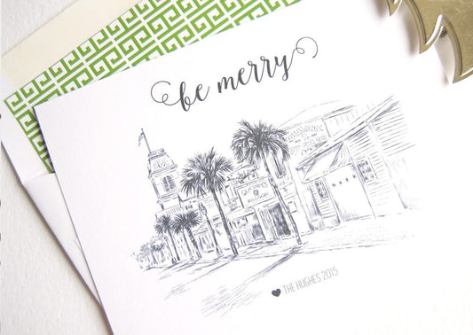 Key West Skyline Christmas Cards, Florida, Holiday Cards, Xmas Cards, Holiday Party Invitations (Set of 25)