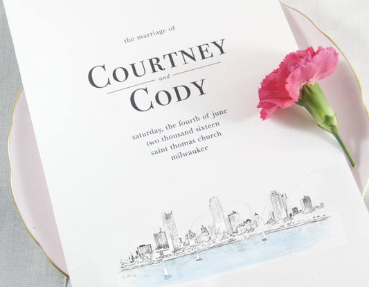 Milwaukee Skyline Wedding Programs (set of 25 programs)