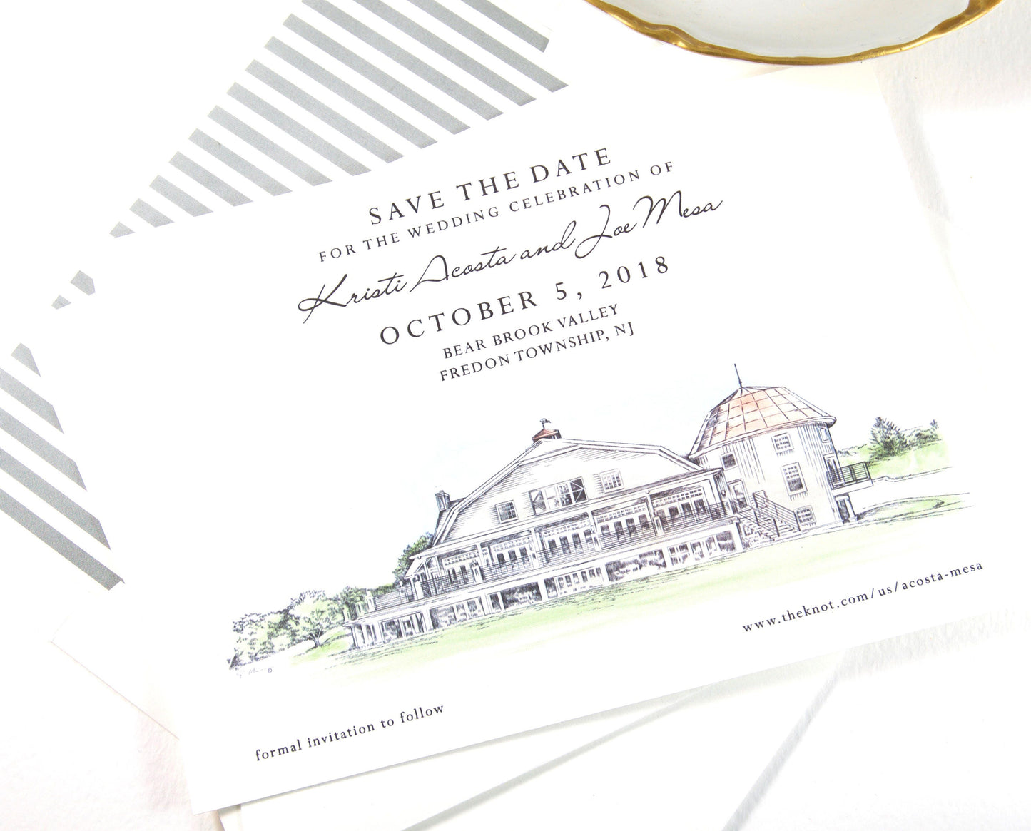 Bear Brook Valley Save the Dates, Cable Car Save the Date Cards, New Jersey Wedding, STD, Hand Drawn (set of 25 cards)