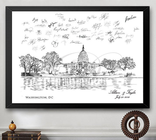 Washington, DC Capital Wedding Guest Book Alternative Print, DC Skyline, Wedding Guestbook, Bridal Shower, DC Wedding, Guestbook, Sign-in