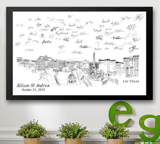 Las Vegas Skyline Wedding Guest Book Alternative Print, Skyline, Vegas Wedding, Guestbook, Bridal Shower, Family Reunion, Birthday Party