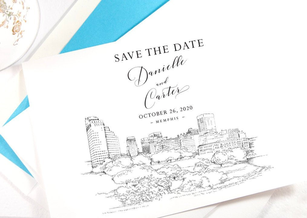 Memphis Save the Dates, Save the Date Cards, STD, Memphis Wedding, Tennessee Wedding (set of 25 cards)