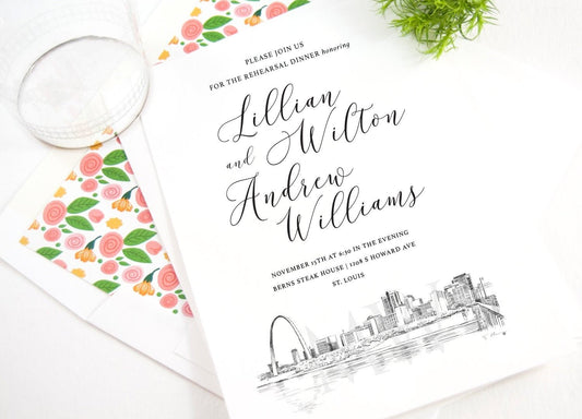 St. Louis Rehearsal Dinner Invitations, St Louis Skyline, Wedding, Saint Louis, Weddings, Rehearse, Wedding Invite (set of 25 cards)