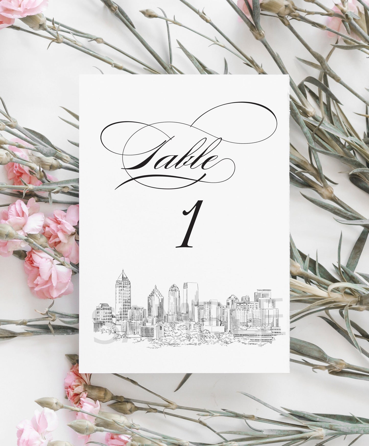 Atlanta Skyline Table Numbers, Atlanta Wedding Tables, Reception, Reserved Seating, Day of Event (1-10)