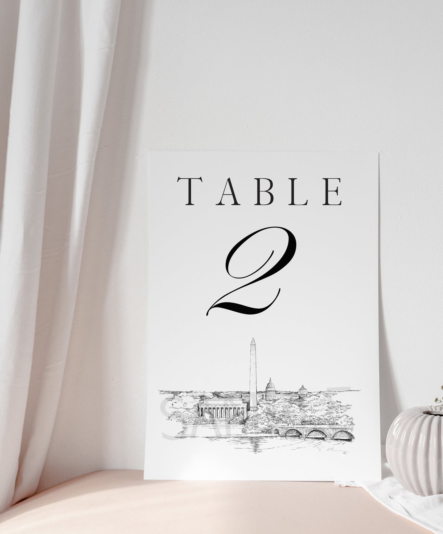 Washington, D.C. Memorials Skyline Table Numbers, Wedding Tables, Day of Event, Reserved Seating, Reception  (1-10)