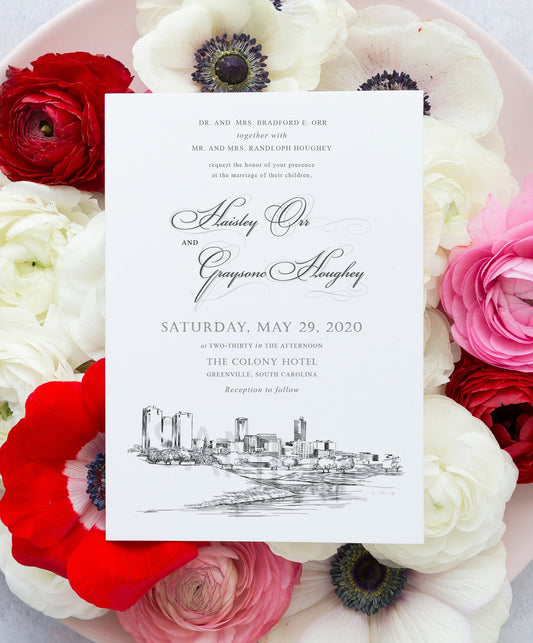 Ft Worth, TX Skyline Wedding Invitation, Fort Worth Wedding, Texas Skyline Invite, Weddings (Sold in Sets of 10 Invitations + Env's)