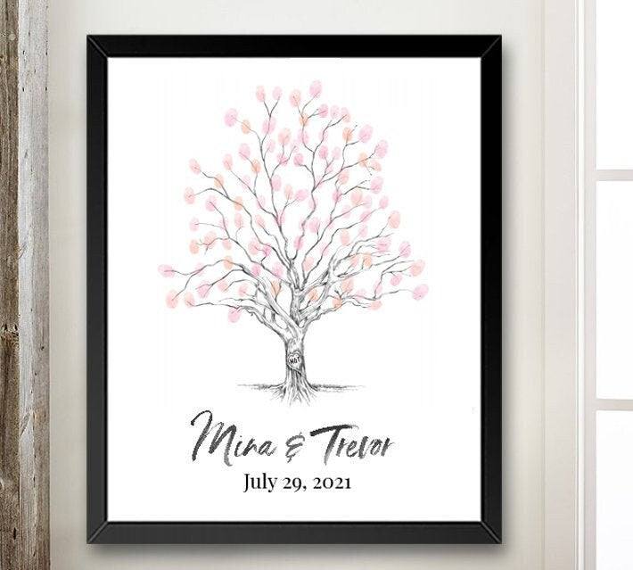 Wedding Guest Book, Twisted Oak, Alternative, Thumbprint Tree, Fingerprint Guestbook, Rustic, wedding guestbook, Family Reunion, Baby