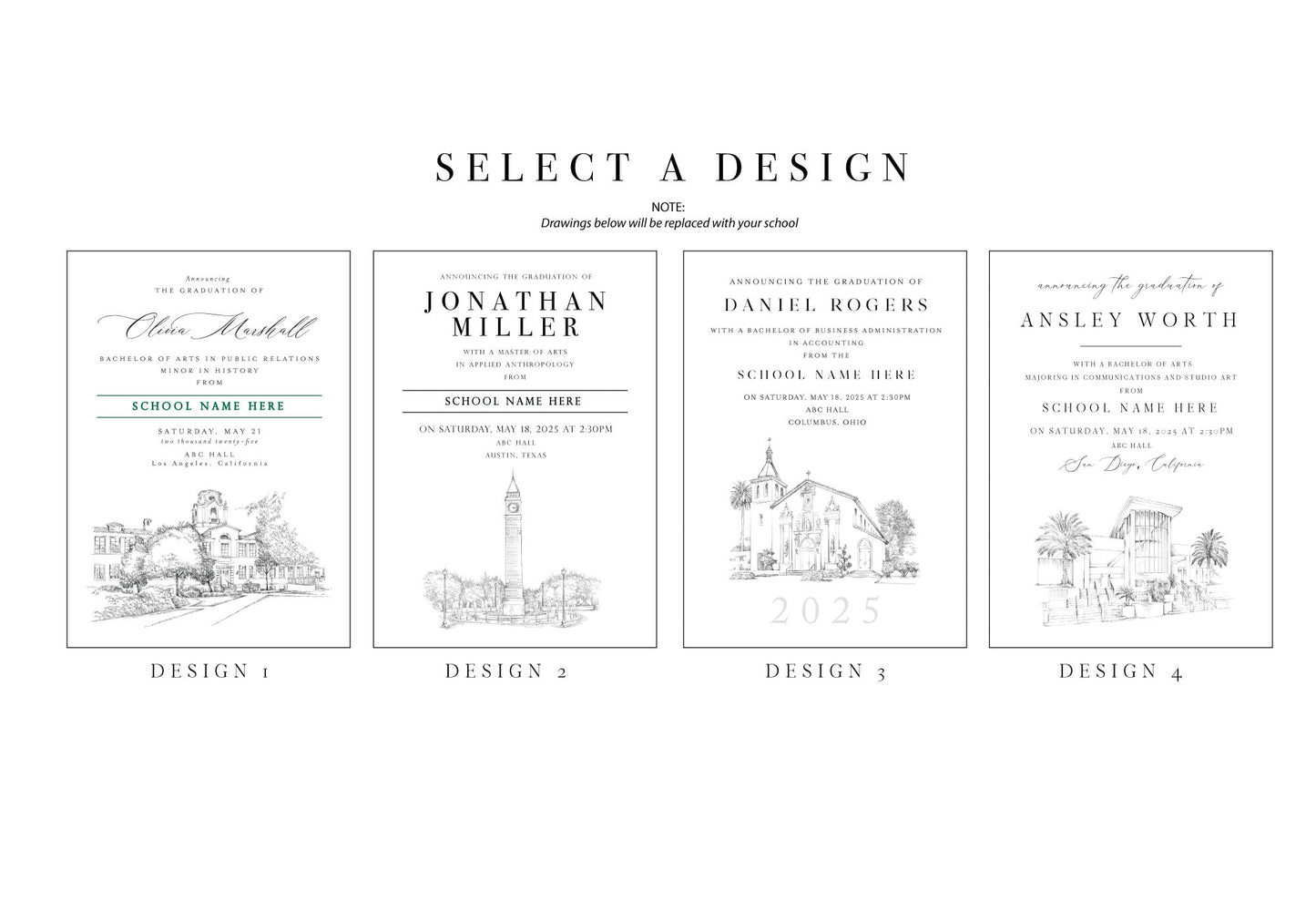 University Graduation Announcements for Massachusetts Schools, Colleges, High Schools, Boston, Grads, MA, Univ