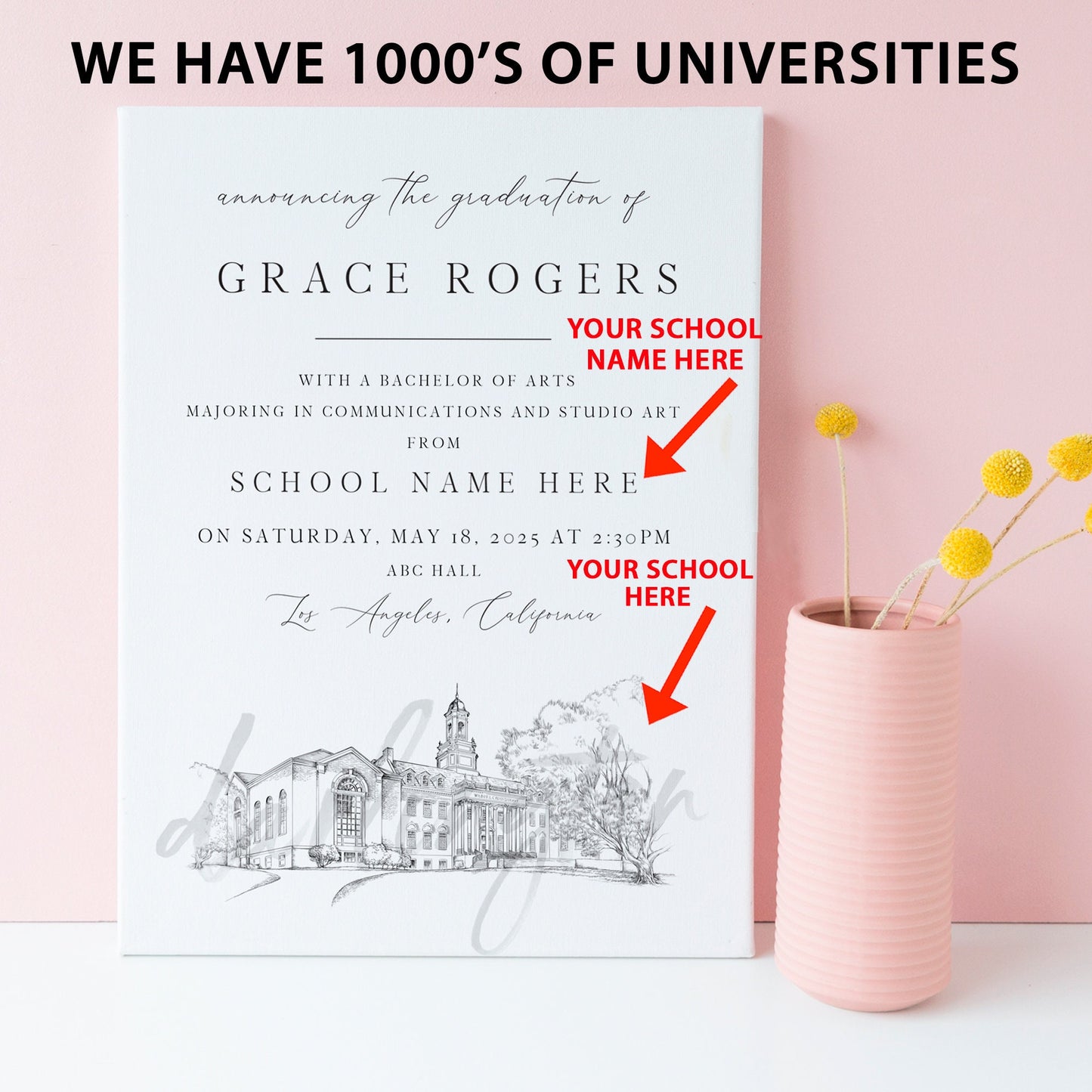 University Graduation Announcements for Texas Schools, Colleges, High Schools, Grads, TX