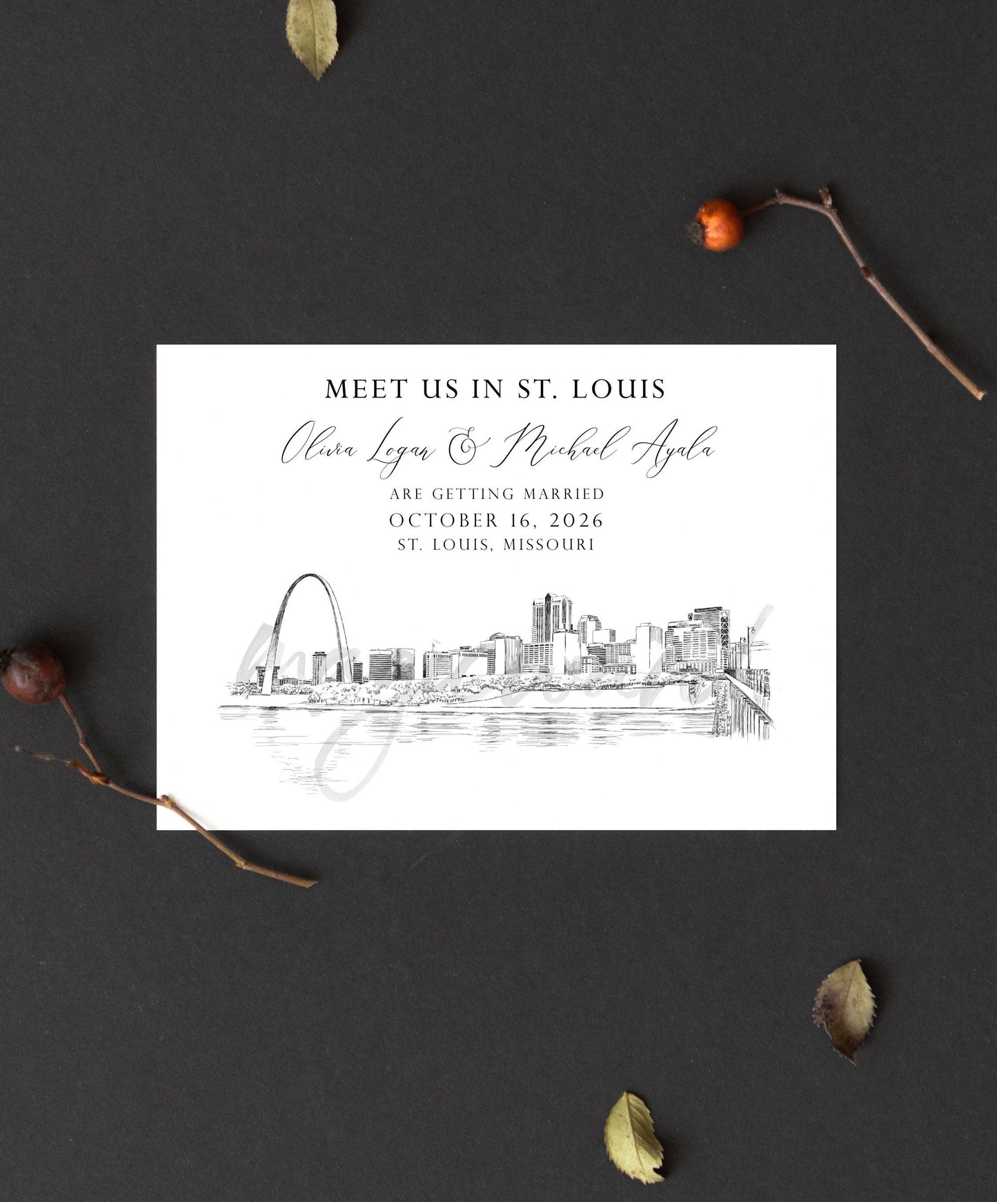 St. Louis Save the Dates, Skyline, STD, Wedding, Weddings, Save the Date Cards, Missouri, St. Louis Wedding, Saint Louis (set of 25 cards)