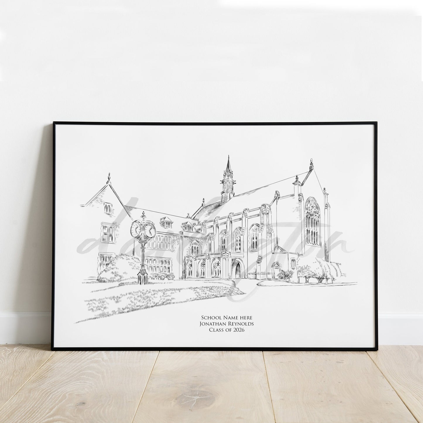 Pennsylvania Campus Art, University Fine Art Prints, PA, Colleges, Alumni Gift, Pittsburgh, Philadelphia, Graduation Gift, Hand Drawn