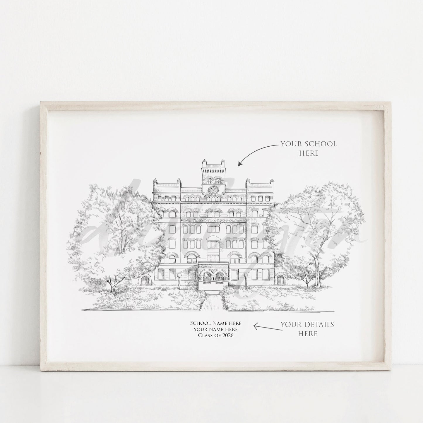 Kansas Campus Art, University Fine Art Prints, KS, Colleges, Alumni Gift, Graduation Gift, Hand Drawn, Signed Art