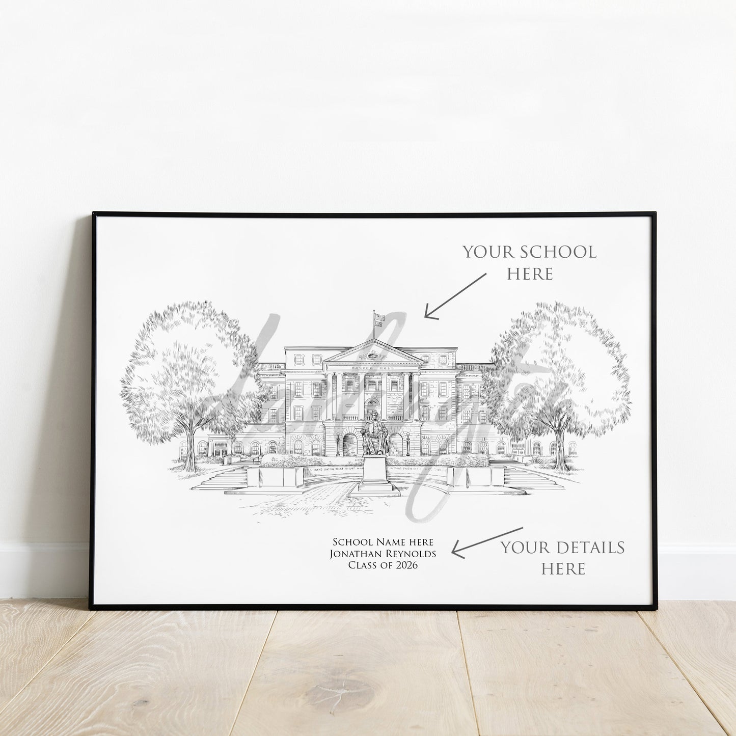 Arkansas Campus Art, University Fine Art Prints, AR, Colleges, Alumni Gift, Graduation Gift, Hand Drawn, Signed Art