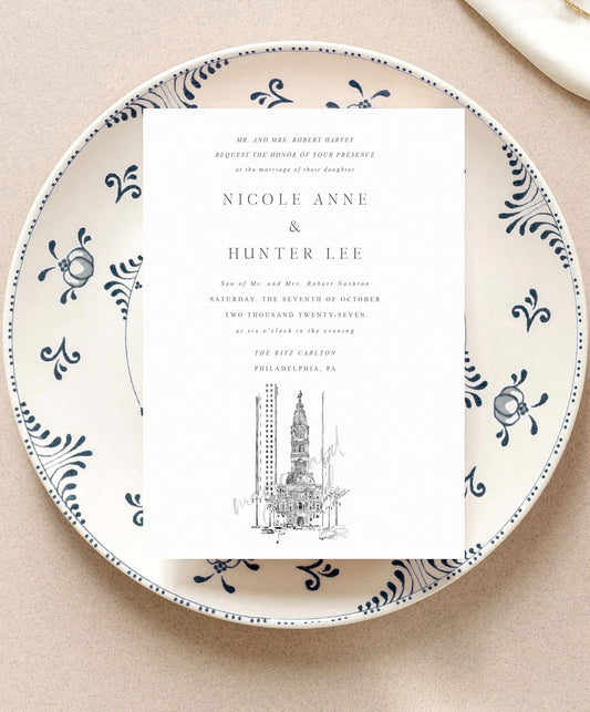 Philadelphia City Hall Wedding Invitation, Philadelphia Wedding Invitations, Philadelphia Wedding, Invite