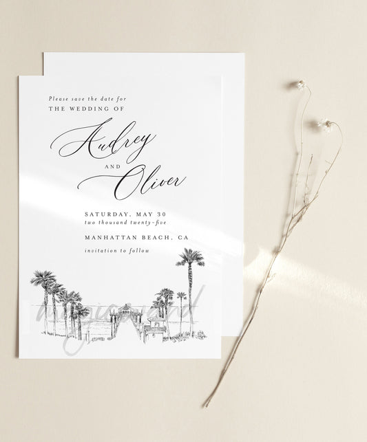 Manhattan Beach Pier Save the Dates, STD, Wedding, Los Angeles, Beach, Beach Wedding, LA, Save the Date Cards