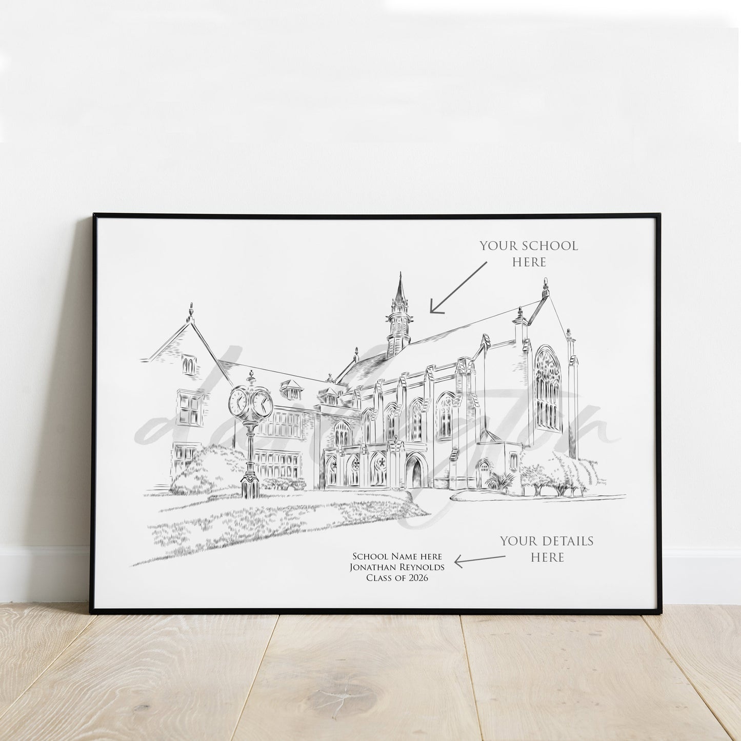 Pennsylvania Campus Art, University Fine Art Prints, PA, Colleges, Alumni Gift, Pittsburgh, Philadelphia, Graduation Gift, Hand Drawn