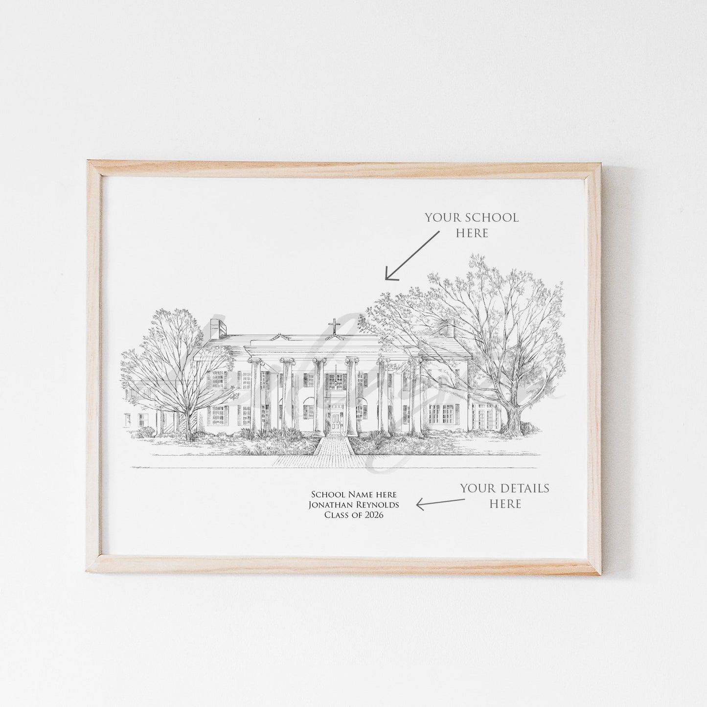 Georgia Campus Art, University Fine Art Prints, GA Colleges, Alumni Gift, Graduation Gift, Hand Drawn, Watercolor Paper, Signed Art