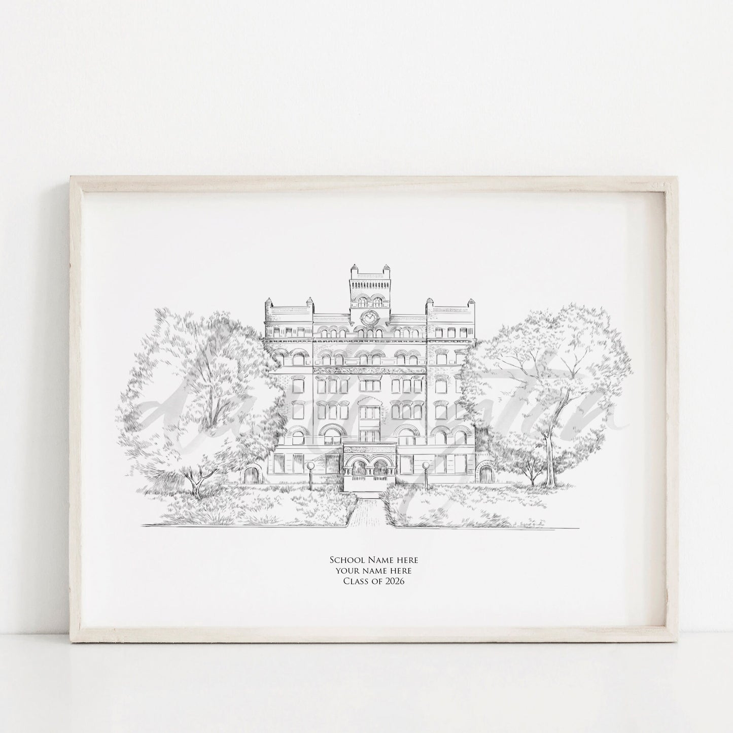 Kansas Campus Art, University Fine Art Prints, KS, Colleges, Alumni Gift, Graduation Gift, Hand Drawn, Signed Art