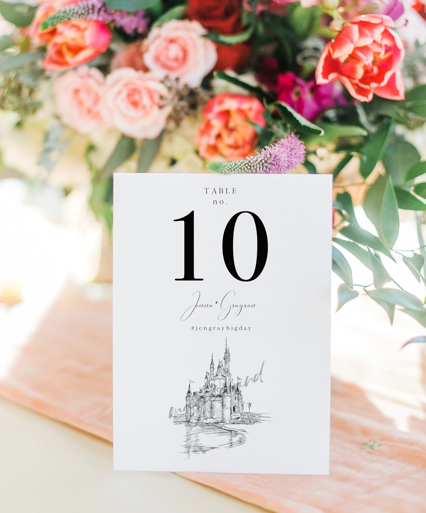 Custom Disney World Castle Table Numbers, Fairytale Wedding, Disney Table Numbers, Day of Event, Reception, Rehearsal Dinner (1-10)