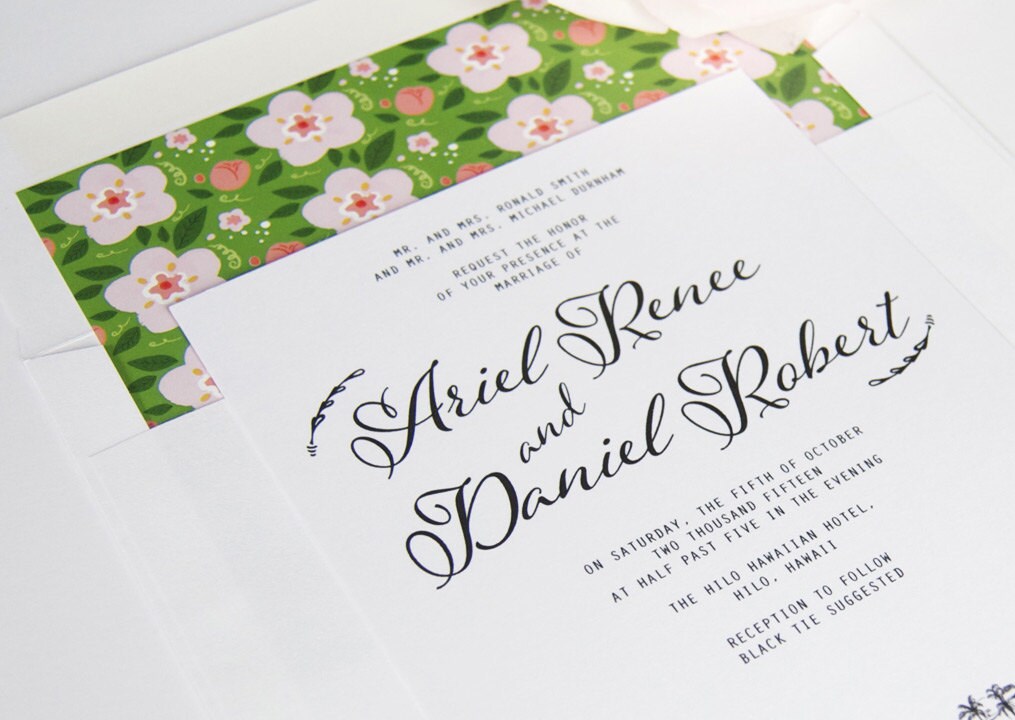 Hilo Hawaii Destination Wedding Invitation Package (Sold in Sets of 10 Invitations, RSVP Cards + Envelopes)