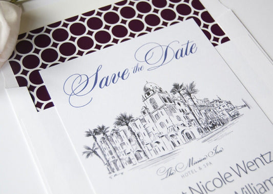 Mission Inn Hotel & Spa, Riverside Skyline Save the Date Cards (set of 25 cards and white envelopes)