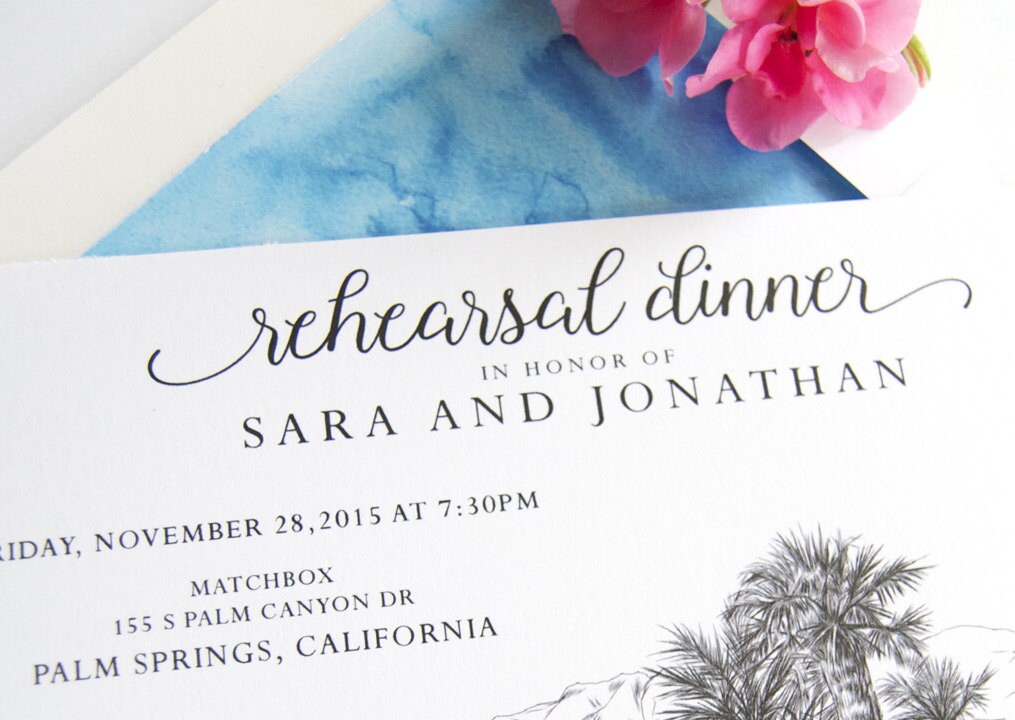 Palm Springs Skyline Weddings Rehearsal Dinner Invitations (set of 25 cards)