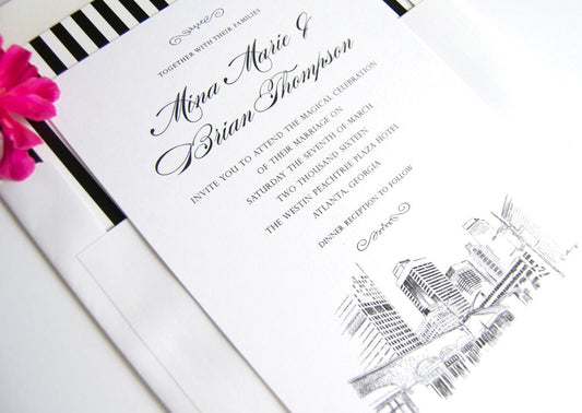 Atlanta, Georgia Skyline Wedding Invitations Package (Sold in Sets of 10 Invitations, RSVP Cards + Envelopes)