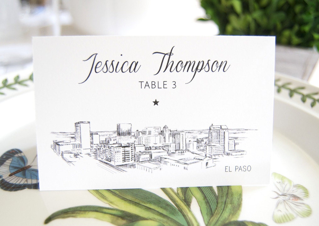 El Paso Skyline Folded Place Cards (Set of 25 Cards)