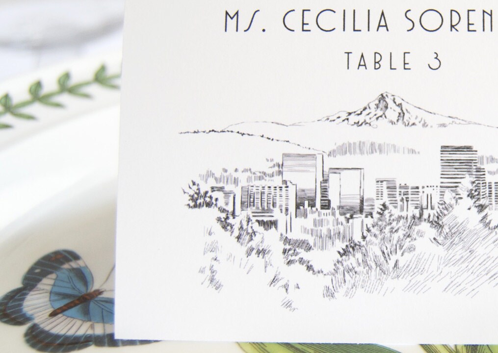 Portland Skyline Folded Place Cards (Set of 25 Cards)