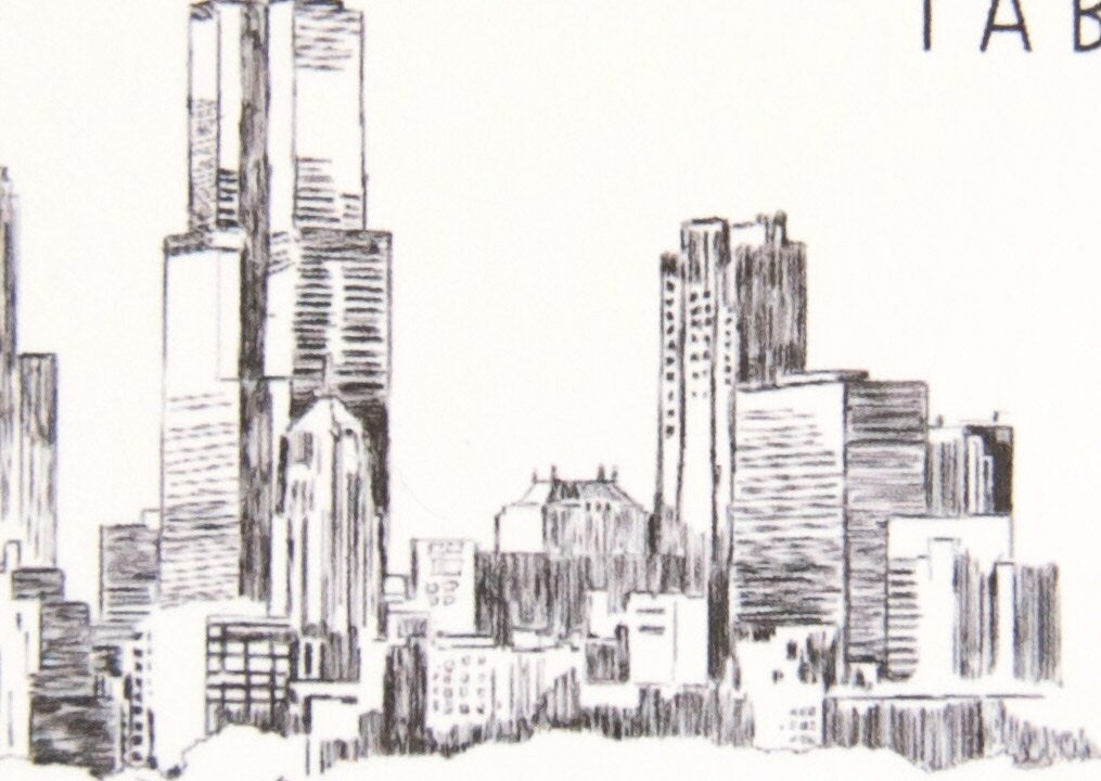 Chicago Skyline Folded Place Cards (Set of 25 Cards)